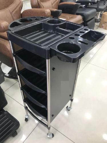 Rectangular Fiber Salon Trolley, Color : Black