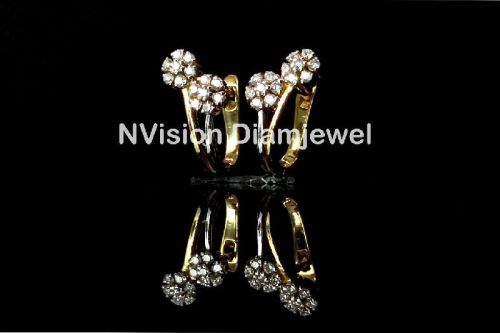 Lab Grown Diamonds Yellow Gold Dual Flower Bali Earrings
