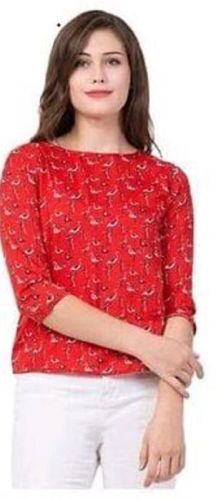 Crepe Ladies Floral Printed Top, Size : M, XL, XXL