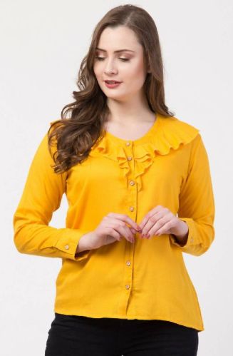 Ladies Yellow Rayon Top