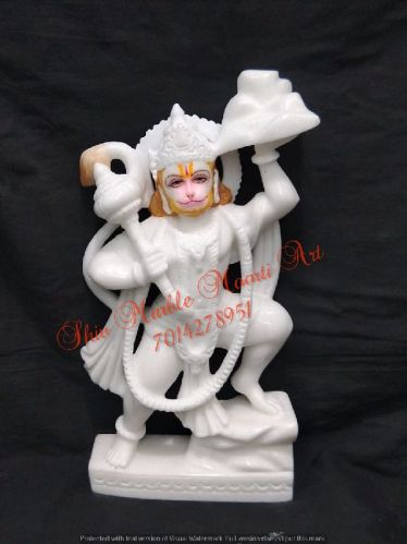 Polished Hanuman Ji Marble Moorti, For Shiny, Packaging Type : Thermocol Box, Carton Box