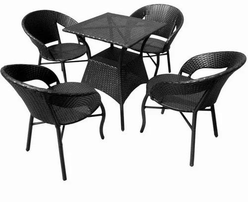 Garden Chair and Table Set, Color : Black