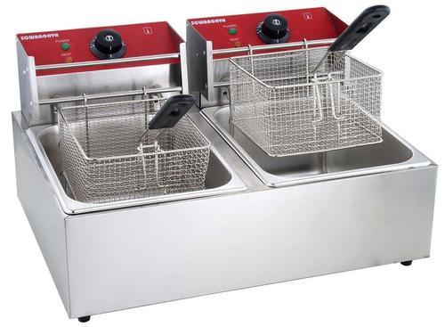Electric Stainless Steel Double Deep Fryer Machine, Voltage : 220v