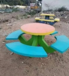 Cement Dining Table Set, For Garden