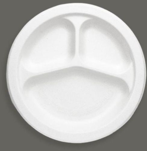 10 Inch 3 CP Round Bagasse Plate