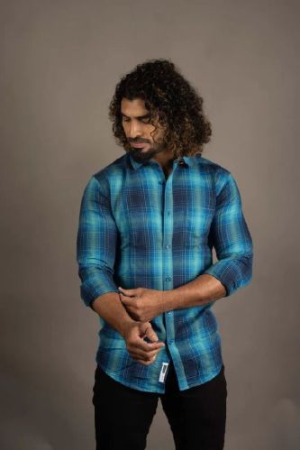 Basics Cotton Aqua Blue Shirt, Gender : Male