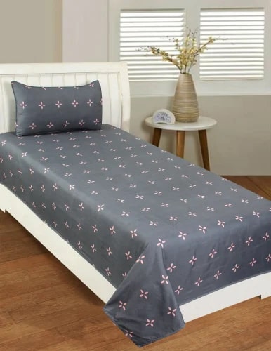Soft Glace Cotton Single Bed Sheet, For Home, Pattern : Floral Print