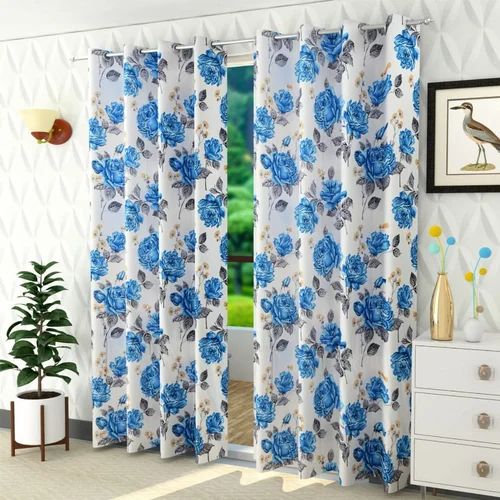 Blue Knitting Print Curtains, Pattern : Printed