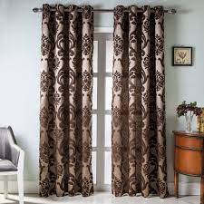 Jute Brown Jacquard Curtains, Pattern : Printed