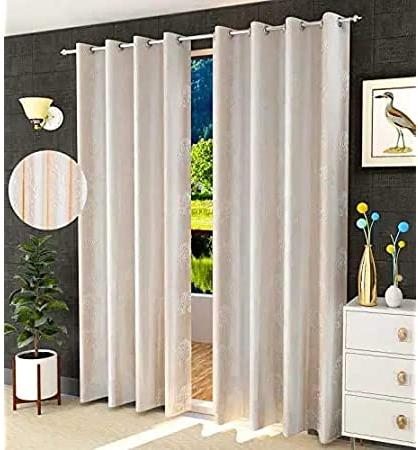 Cream Tree Punch Curtains, Length : 7 Feet