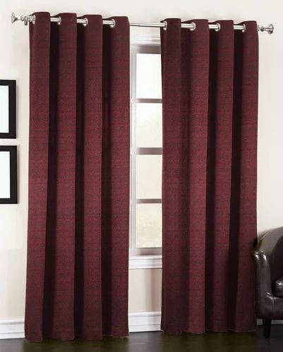 Maroon Jacquard Curtains, Pattern : Texture