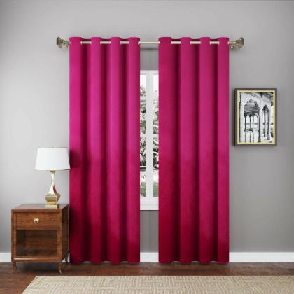 Pink Velvet Curtains, Pattern : Printed