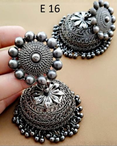 Polished Plain Oxdised Jhumka Earrings, Style : Common