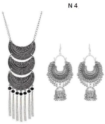 Regaliaz Polished Oxidized Oxidised Pendant Chain Set, Occasion : Part Wear