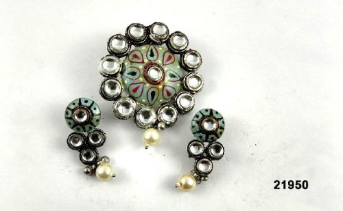 Premium Oxidised Kundan Pendant Set Gr, Occasion : Part Wear