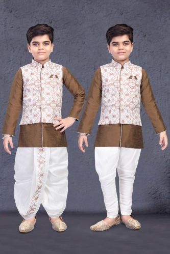 White Dhoti Kurta Combo Set, Gender : Kids