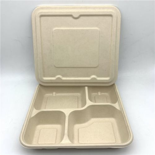 Square 4 Compartment Compostable Meal Tray, For Hotels, Restaurants, Size : Standard