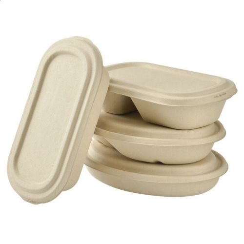 500 Ml Oval Compostable Container, For Food Packaging, Size : Standard