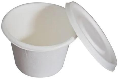500 Ml Round Compostable Container, For Storage, Pattern : Plain