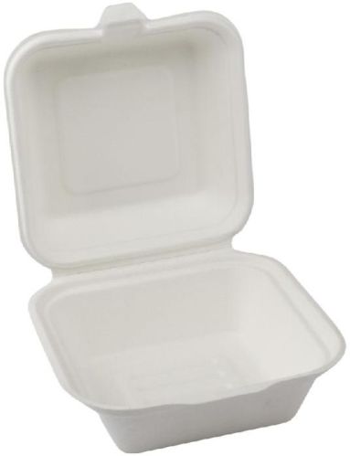 Square 6x6 Inch Compostable Burger Box, Pattern : Plain