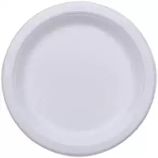 Round 7 Inch Compostable Plain Plates, Color : White