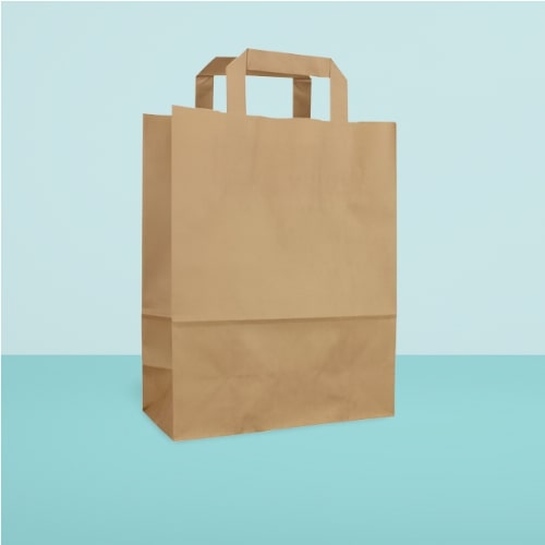 Flat Handle Paper Bag, For Shopping, Pattern : Plain