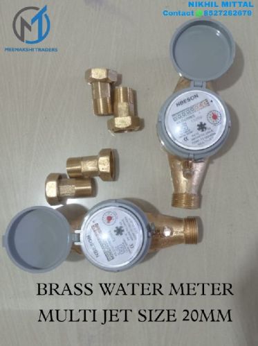 20mm Brass Multi Jet Water Meter, For Industrial, Size : Multisizes