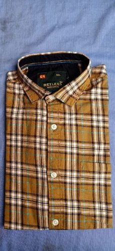 Mens Cotton Check Shirts, Color : SIZE. XL. L . M. XXL