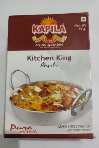 Kapila Kitchen King Masala 1year, Packaging Type : Plastic Pouch, Plastic Box, Paper Box