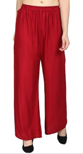 DAAMAN Dyed Plain Red Rayon Palazzo, Size : 20-40