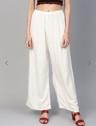 DAAMAN Plain White Rayon Palazzo, Size : 20-40