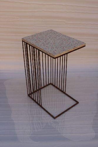 Iron and Wooden Side Table, For Hotel, Shape : Square