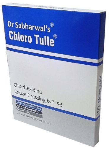 Chloro Tulle Chlorhexidine Gauze Dressing BP, For Clinical, Hospital, Packaging Type : Plastic Packet