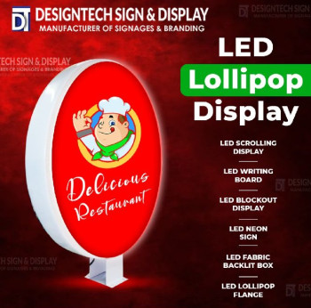 White Electric Aluminium LED Lollipop Sign Board, For Domestic, Industrial