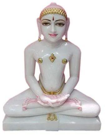 Polished Non Printed Mahaveer Jain Marble Statue, Packaging Type : Thermocol Box, Carton Box