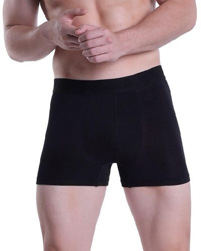 KNG Bamboo Fibre Black Plain Underwear Trunk, Gender : Male
