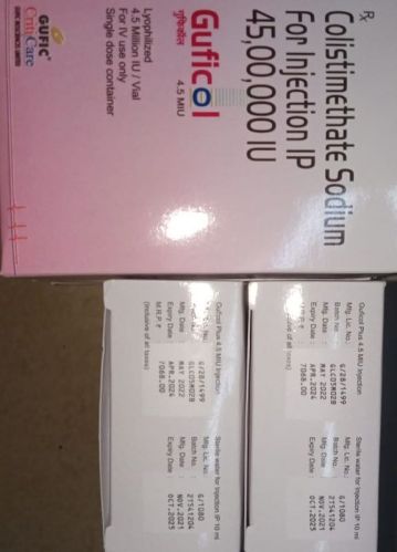 Pink Injection GUFICOL 4.5 MIU Colistimethate Sodium, For COMMERICAL, Shelf Life : 2 Year