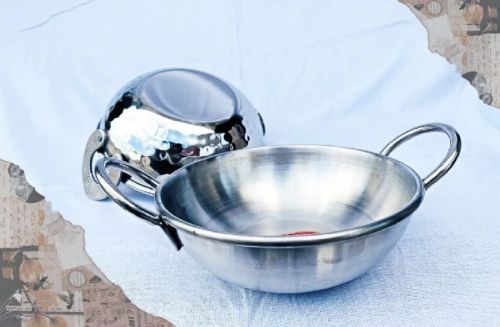 Silver Steel Kadai, Capacity : 10-15ltr