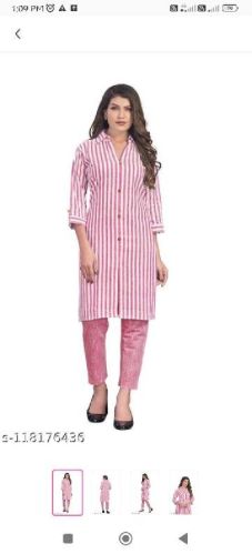 KHADI KURTI WITH PANT SET, Size : M TO XXL