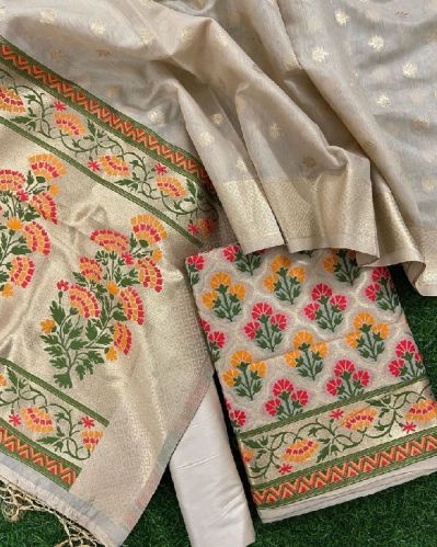 WOVEN Cotton Banarasi Chanderi Suits, Size : MATERIAL