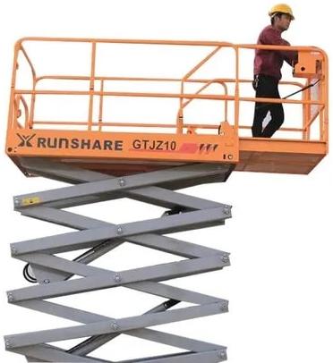 Runshare GTJZ10 Self Propelled Scissor Lift, For Industrial Use, Color : Grey, Orange