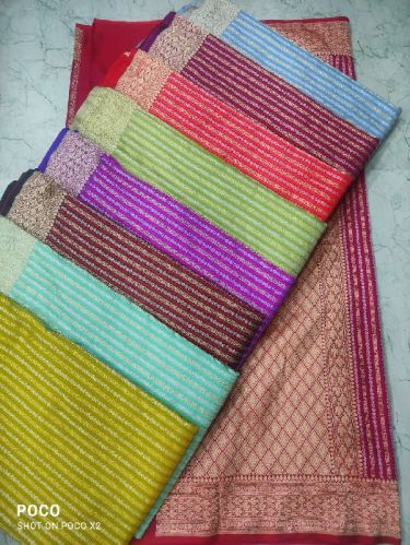 Unstitched Handloom Silk Sarees, For Dry Cleaning, Width : 6.5 Meter