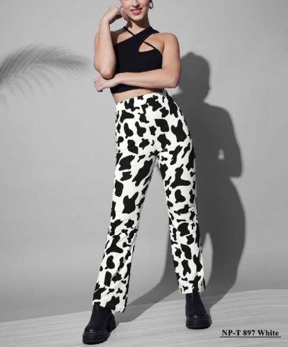 Cotton White Printed Pants, Gender : Female