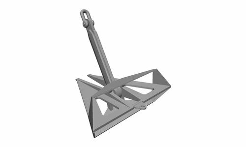 Iron Polished Delta Flipper Anchor, Color : Black, Grey