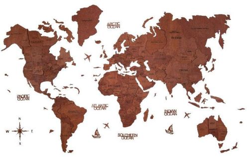 3D Wooden World Map Pecan, Feature : Elegant Design, High Strength