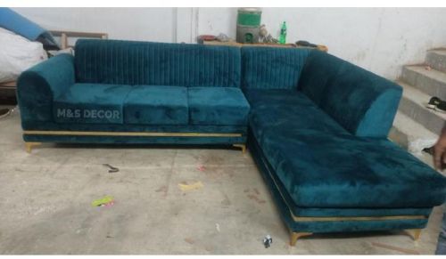 Dark Green Straight Line L Shape Corner Lining Sofa Set