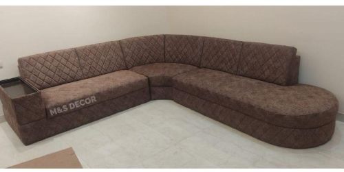 Quilted Fabric L Shape Corner Sofa Set