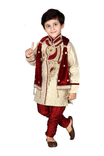 Embroidered Silk Boys Sherwani, Technics : Machine Made