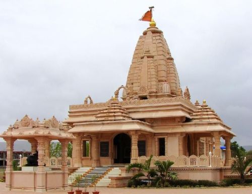 Red Fine Carved Sandstone 25 Feet Temple