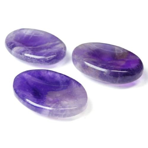 Polished Plain Amethyst Worry Stones, Shape : Oval